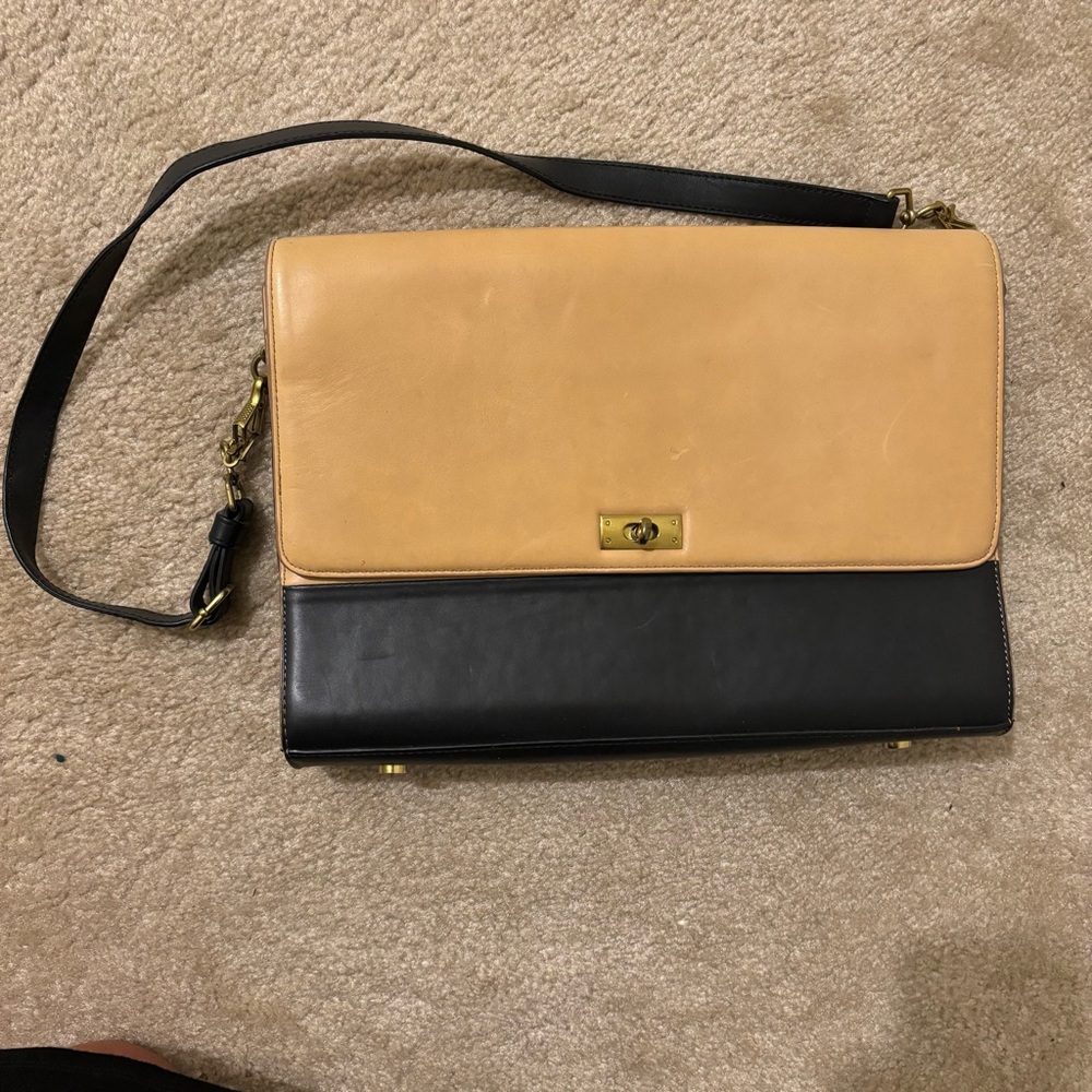 J. Crew Gold and Tan Interior Bag